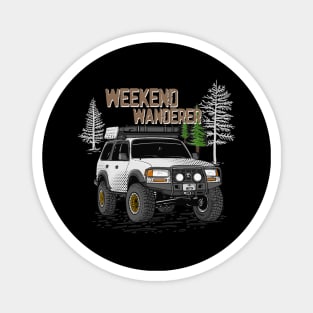 Toyota Land Cruiser Weekend Wanderer - White Toyota Land Cruiser for Outdoor Enthusiasts Magnet